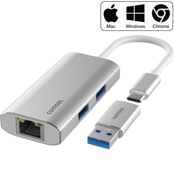 USB-C to Gigabit Ethernet & 3 Port Hub